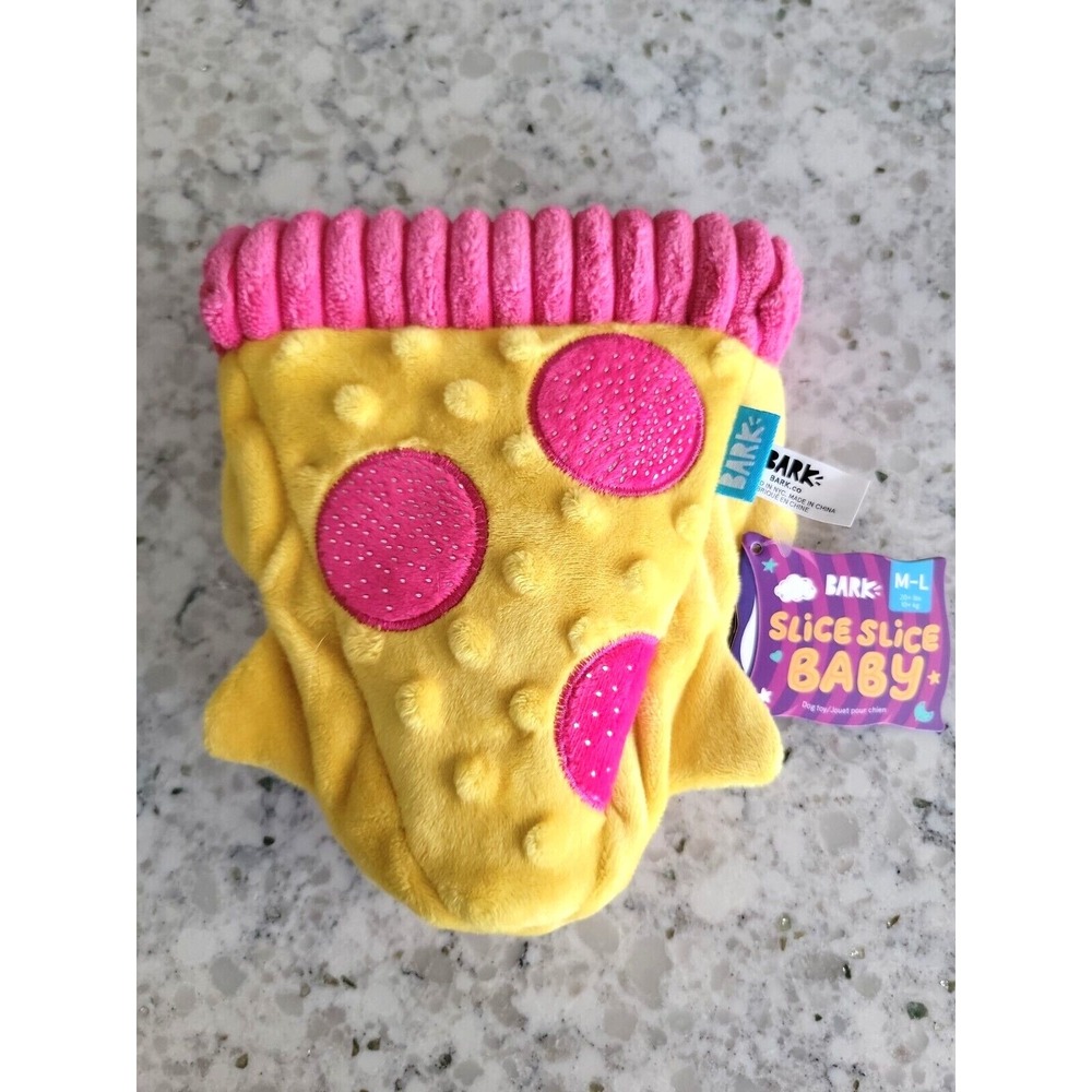 Bark Box BARK "Slice Slice Baby" Slice of Pizza Plush Dog Toy‎ M/L NWT